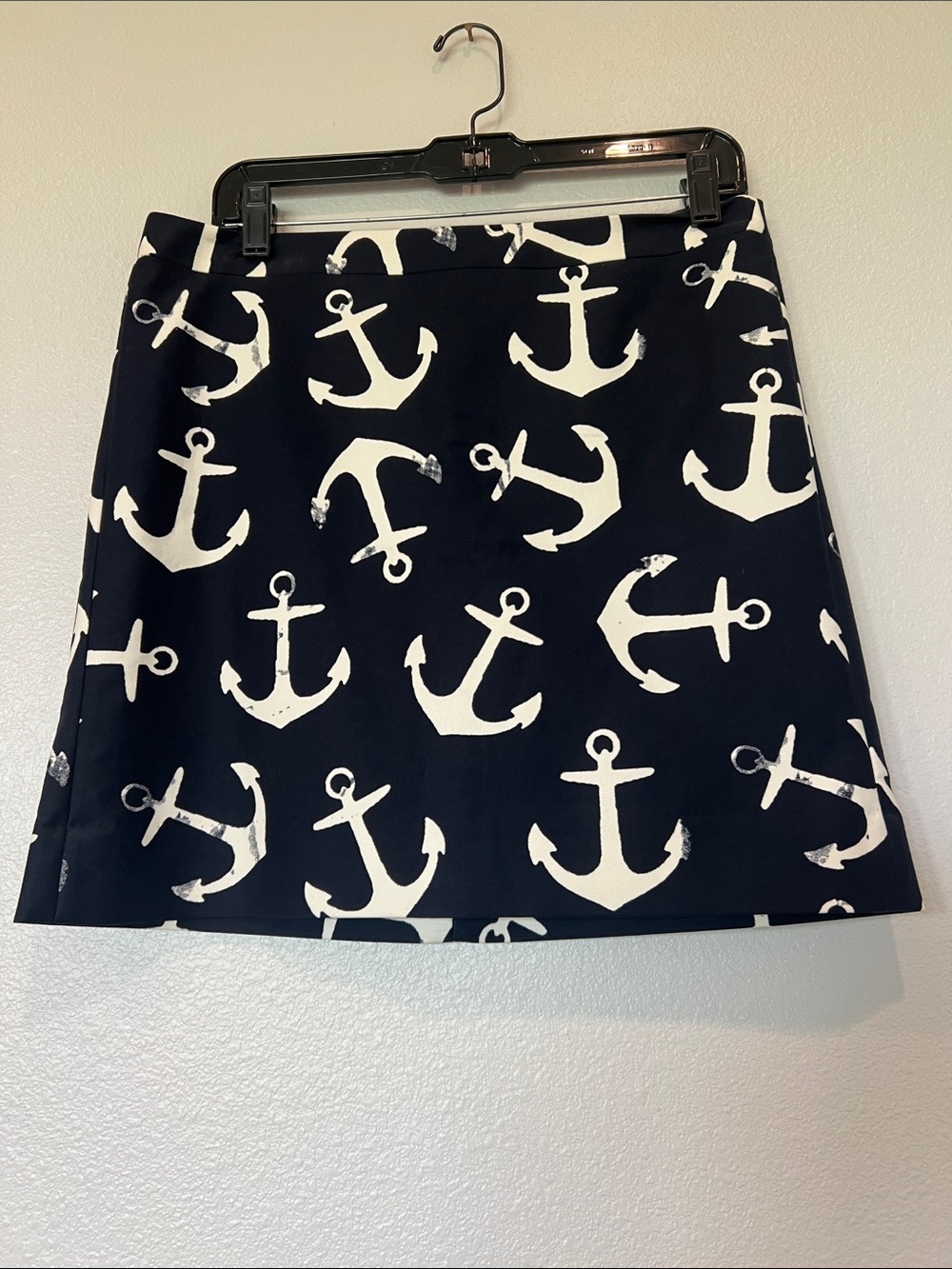 J. Crew Navy Skirt with White Anchor Print